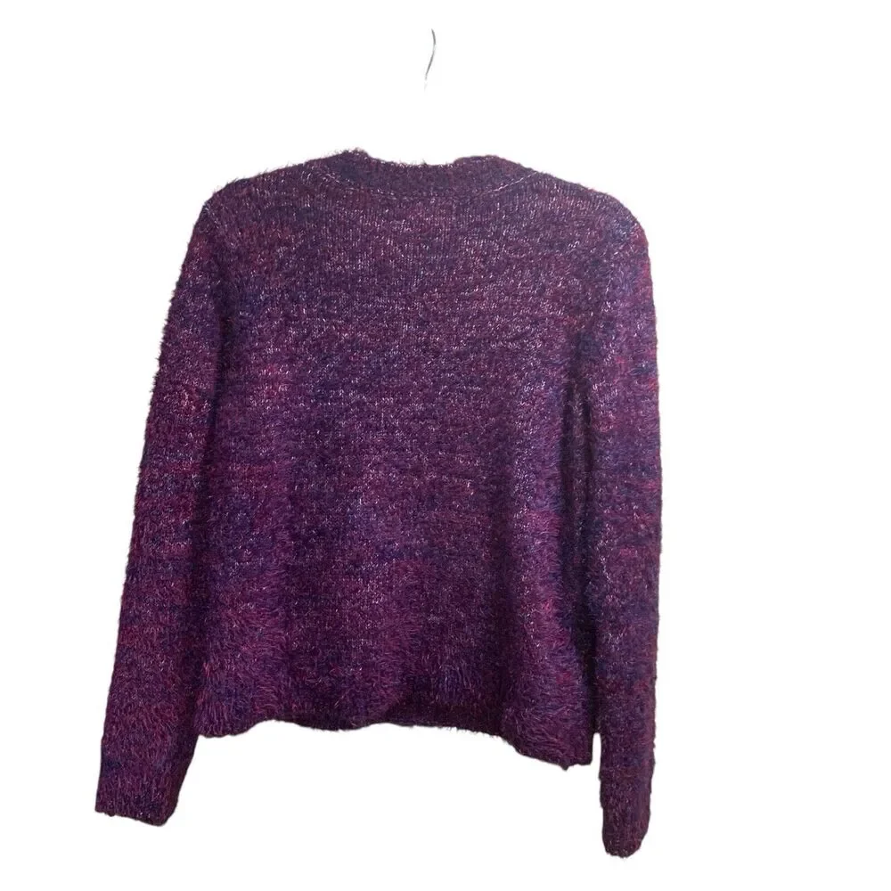 Lou and Grey Womens Purple Pink Haze Fuzzy Long Sleeve Sweater M Valentines Day